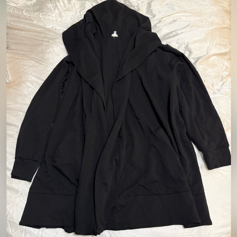 Skin Organic Cotton Black Hooded Cardigan Jacket Size 3 Large XL